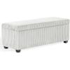 SAFAVIEH Couture Collection – Lynzie Grey Corduroy Storage Bench, Channel Tufted Upholstered Seat with Hidden Storage, Modern Accent Furniture (SFV6114B)(Grey)