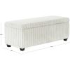 SAFAVIEH Couture Collection – Lynzie Grey Corduroy Storage Bench, Channel Tufted Upholstered Seat with Hidden Storage, Modern Accent Furniture (SFV6114B)(Ivory)