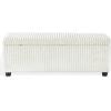 SAFAVIEH Couture Collection – Lynzie Grey Corduroy Storage Bench, Channel Tufted Upholstered Seat with Hidden Storage, Modern Accent Furniture (SFV6114B)(Ivory)
