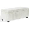 SAFAVIEH Couture Collection – Lynzie Grey Corduroy Storage Bench, Channel Tufted Upholstered Seat with Hidden Storage, Modern Accent Furniture (SFV6114B)(Ivory)