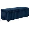 SAFAVIEH Couture Collection – Lynzie Grey Corduroy Storage Bench, Channel Tufted Upholstered Seat with Hidden Storage, Modern Accent Furniture (SFV6114B)(Navy)