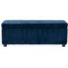 SAFAVIEH Couture Collection – Lynzie Grey Corduroy Storage Bench, Channel Tufted Upholstered Seat with Hidden Storage, Modern Accent Furniture (SFV6114B)(Navy)