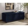 SAFAVIEH Couture Collection – Lynzie Grey Corduroy Storage Bench, Channel Tufted Upholstered Seat with Hidden Storage, Modern Accent Furniture (SFV6114B)(Navy)