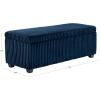 SAFAVIEH Couture Collection – Lynzie Grey Corduroy Storage Bench, Channel Tufted Upholstered Seat with Hidden Storage, Modern Accent Furniture (SFV6114B)(Navy)