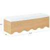 SAFAVIEH Couture Collection – Roseandrea Walnut & White Storage Bench with Cushion Top, Modern Scalloped Base, Fully Assembled (SFV4255B)(Natural/White)