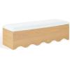 SAFAVIEH Couture Collection – Roseandrea Walnut & White Storage Bench with Cushion Top, Modern Scalloped Base, Fully Assembled (SFV4255B)(Natural/White)