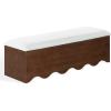SAFAVIEH Couture Collection – Roseandrea Walnut & White Storage Bench with Cushion Top, Modern Scalloped Base, Fully Assembled (SFV4255B)(Walnut/White)