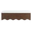SAFAVIEH Couture Collection – Roseandrea Walnut & White Storage Bench with Cushion Top, Modern Scalloped Base, Fully Assembled (SFV4255B)(Walnut/White)