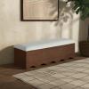 SAFAVIEH Couture Collection – Roseandrea Walnut & White Storage Bench with Cushion Top, Modern Scalloped Base, Fully Assembled (SFV4255B)(Walnut/White)