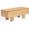 SAFAVIEH Couture Collection – Sherianya Walnut Brown Wood Storage Bench, Modern Rectangular Design with Block Legs (SFV4256B)(Natural)