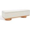 SAFAVIEH Couture Collection – Vianna Boucle Storage Bench, Black Upholstered Bench with Natural Wood Legs, Modern Entryway Bedroom Accent Seating (SFV5049C)(Cream/Natural)