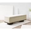 SAFAVIEH Couture Collection – Vianna Boucle Storage Bench, Black Upholstered Bench with Natural Wood Legs, Modern Entryway Bedroom Accent Seating (SFV5049C)(Beige/Walnut)