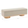 SAFAVIEH Couture Collection – Vianna Boucle Storage Bench, Black Upholstered Bench with Natural Wood Legs, Modern Entryway Bedroom Accent Seating (SFV5049C)(Brown/Natural)