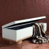 SAFAVIEH Couture Collection – Vianna Boucle Storage Bench, Black Upholstered Bench with Natural Wood Legs, Modern Entryway Bedroom Accent Seating (SFV5049C)(Ivory/Natural)