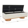 SAFAVIEH Couture Collection – Vianna Boucle Storage Bench, Black Upholstered Bench with Natural Wood Legs, Modern Entryway Bedroom Accent Seating (SFV5049C)(Cream/Natural)