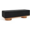 SAFAVIEH Couture Collection – Vianna Boucle Storage Bench, Black Upholstered Bench with Natural Wood Legs, Modern Entryway Bedroom Accent Seating (SFV5049C)(Black/Natural)
