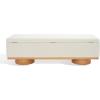 SAFAVIEH Couture Collection – Vianna Boucle Storage Bench, Black Upholstered Bench with Natural Wood Legs, Modern Entryway Bedroom Accent Seating (SFV5049C)(Cream/Natural)