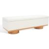 SAFAVIEH Couture Collection – Vianna Boucle Storage Bench, Black Upholstered Bench with Natural Wood Legs, Modern Entryway Bedroom Accent Seating (SFV5049C)(Ivory/Natural)