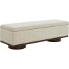 SAFAVIEH Couture Collection – Vianna Boucle Storage Bench, Black Upholstered Bench with Natural Wood Legs, Modern Entryway Bedroom Accent Seating (SFV5049C)(Beige/Walnut)