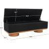 SAFAVIEH Couture Collection – Vianna Boucle Storage Bench, Black Upholstered Bench with Natural Wood Legs, Modern Entryway Bedroom Accent Seating (SFV5049C)(Black/Natural)