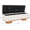SAFAVIEH Couture Collection – Vianna Boucle Storage Bench, Black Upholstered Bench with Natural Wood Legs, Modern Entryway Bedroom Accent Seating (SFV5049C)(Ivory/Natural)