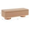 SAFAVIEH Couture Collection – Vianna Boucle Storage Bench, Black Upholstered Bench with Natural Wood Legs, Modern Entryway Bedroom Accent Seating (SFV5049C)(Camel/Natural)