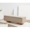 SAFAVIEH Couture Collection – Vianna Boucle Storage Bench, Black Upholstered Bench with Natural Wood Legs, Modern Entryway Bedroom Accent Seating (SFV5049C)(Brown/Natural)
