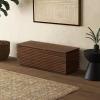 SAFAVIEH Couture Collection – Zuzu Walnut Brown Wood Storage Bench, Modern Slatted Design with Lift-Top Compartment (SFV4258A)(Walnut)