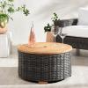 SAFAVIEH Couture Collection Anguilla Dark Grey Faux Wicker Indoor/Outdoor Storage Coffee Table (Fully Assembled)