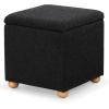 SAFAVIEH Couture Collection Becka Grey Boucle/Natural Square Storage Ottoman (Fully Assembled)(Black/Natural)