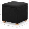 SAFAVIEH Couture Collection Becka Grey Boucle/Natural Square Storage Ottoman (Fully Assembled)(Black/Natural)
