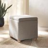 SAFAVIEH Couture Collection Becka Grey Boucle/Natural Square Storage Ottoman (Fully Assembled)(Grey/Natural)