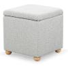 SAFAVIEH Couture Collection Becka Grey Boucle/Natural Square Storage Ottoman (Fully Assembled)(Grey/Natural)