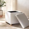 SAFAVIEH Couture Collection Becka Grey Boucle/Natural Square Storage Ottoman (Fully Assembled)(Ivory/Natural)