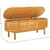 SAFAVIEH Couture Collection Dolly Coastal Natural Cane/Grey Linen Cushion Seat Oval Storage Bench