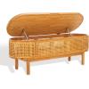 SAFAVIEH Couture Collection Dolly Coastal Natural Cane/Grey Linen Cushion Seat Oval Storage Bench