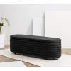 SAFAVIEH Couture Collection Jaymie Contemporary Taupe Linen/Black Oval Storage Bench(Black)