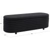 SAFAVIEH Couture Collection Jaymie Contemporary Taupe Linen/Black Oval Storage Bench(Black)
