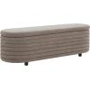SAFAVIEH Couture Collection Jaymie Contemporary Taupe Linen/Black Oval Storage Bench(Brown/Black)