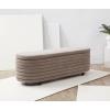 SAFAVIEH Couture Collection Jaymie Contemporary Taupe Linen/Black Oval Storage Bench(Brown/Black)
