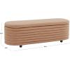 SAFAVIEH Couture Collection Jaymie Contemporary Taupe Linen/Black Oval Storage Bench(Camel/Black)