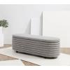 SAFAVIEH Couture Collection Jaymie Contemporary Taupe Linen/Black Oval Storage Bench(Dark Grey/Black)