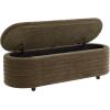 SAFAVIEH Couture Collection Jaymie Contemporary Taupe Linen/Black Oval Storage Bench(Dark Olive/Black)