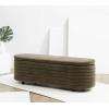 SAFAVIEH Couture Collection Jaymie Contemporary Taupe Linen/Black Oval Storage Bench(Dark Olive/Black)
