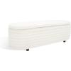 SAFAVIEH Couture Collection Jaymie Contemporary Taupe Linen/Black Oval Storage Bench(Ivory/Black)