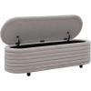 SAFAVIEH Couture Collection Jaymie Contemporary Taupe Linen/Black Oval Storage Bench(Light Grey/Black)
