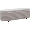 SAFAVIEH Couture Collection Jaymie Contemporary Taupe Linen/Black Oval Storage Bench(Light Grey/Black)