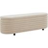 SAFAVIEH Couture Collection Jaymie Tan Boucle/Black Channel Tufted Oval Storage Bench