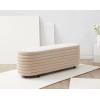 SAFAVIEH Couture Collection Jaymie Tan Boucle/Black Channel Tufted Oval Storage Bench