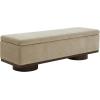 SAFAVIEH Couture Collection Vianna Light Brown Velvet/Walnut Rectangle Storage Bench